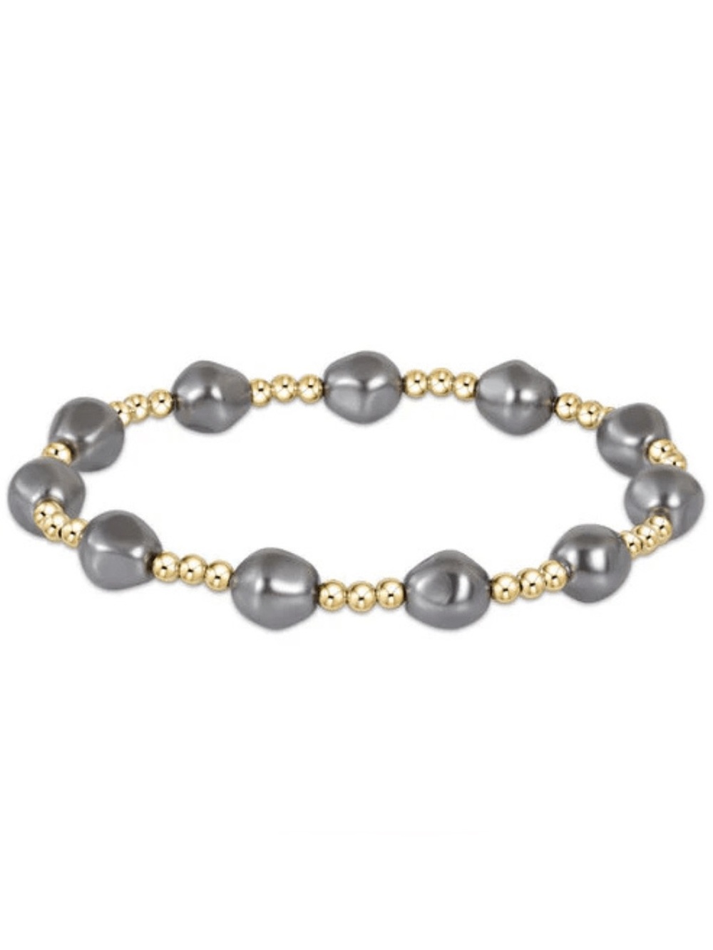 Enewton Admire Gold 3mm Bead Bracelet- Pearl Dark Grey NWT